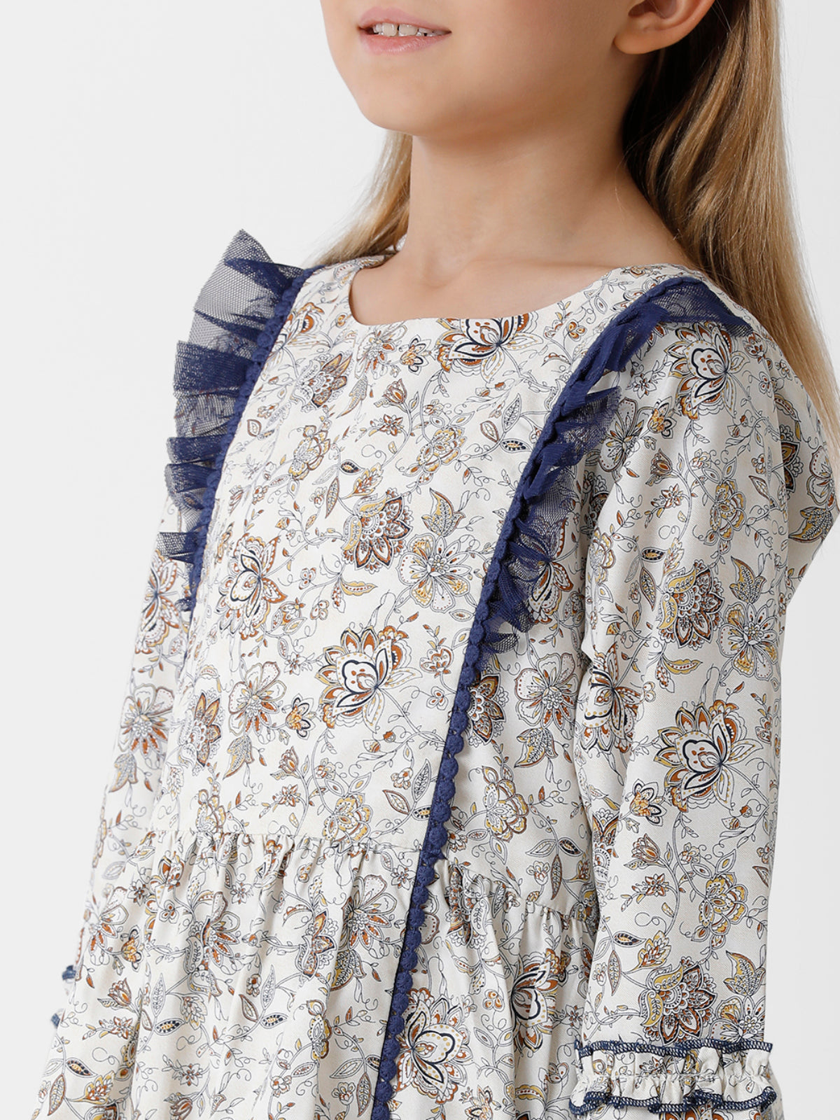 Floral Printed Dress in Off-White