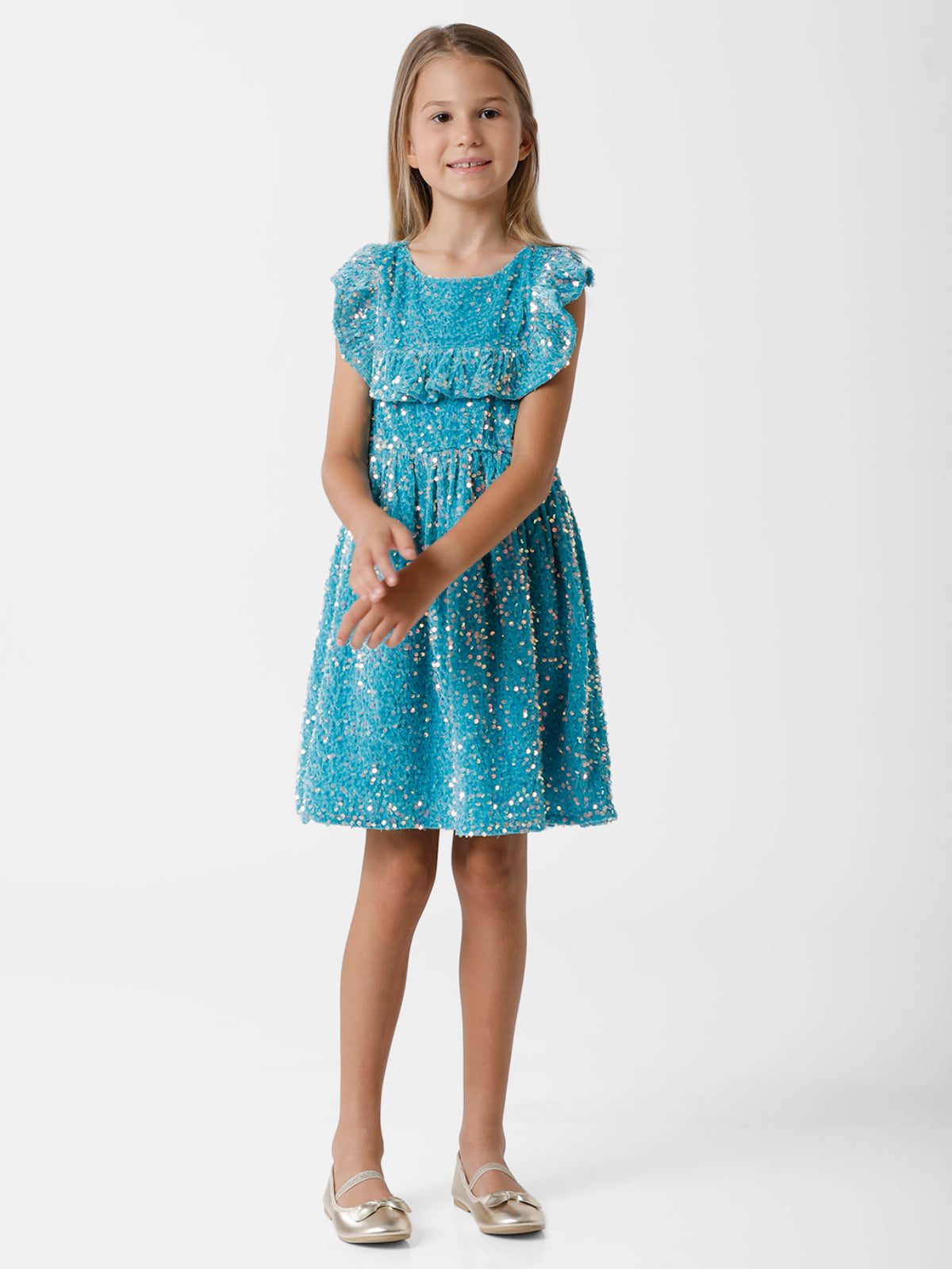 Blue Party Dress with Sequins