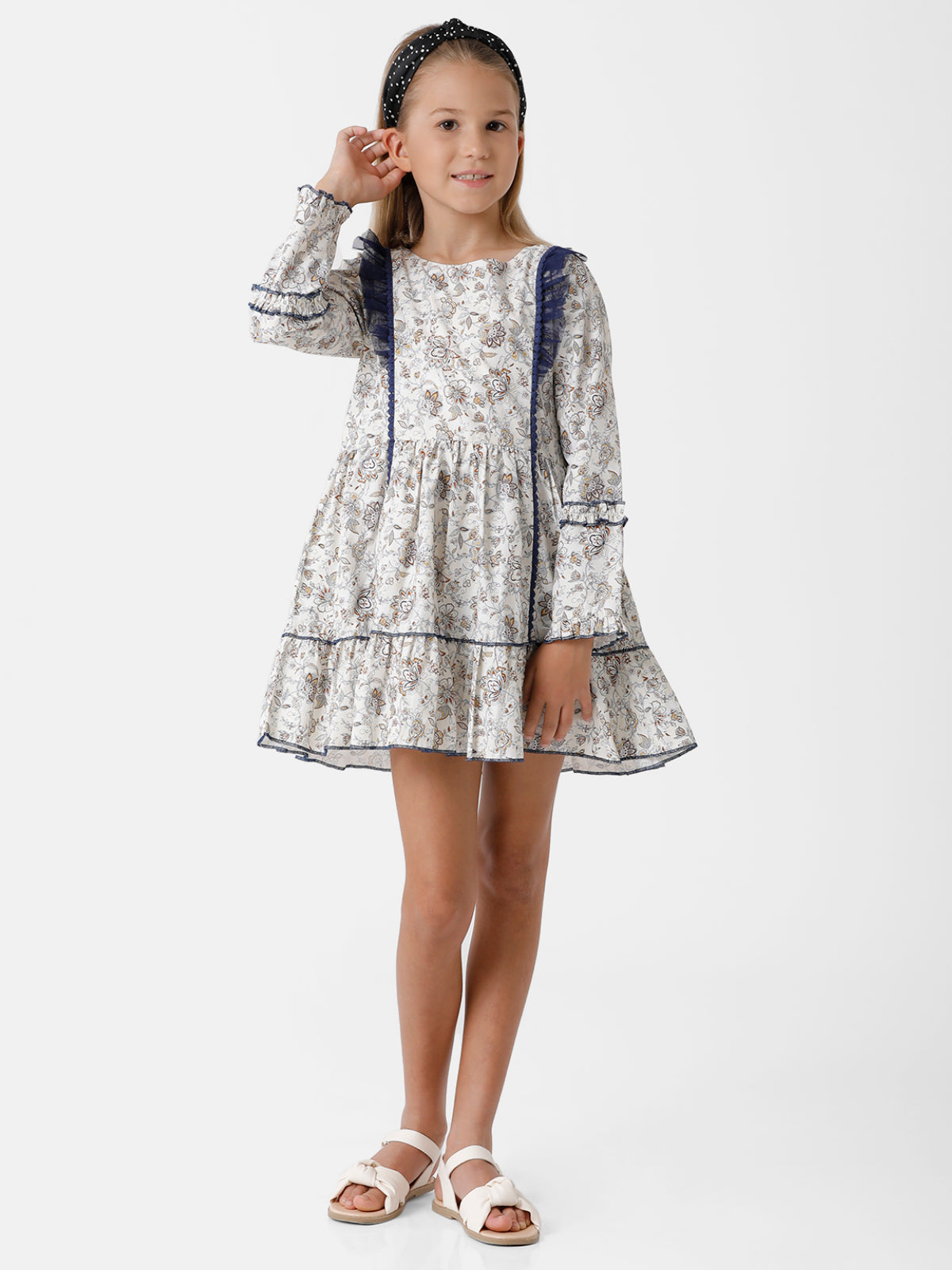 Floral Printed Dress in Off-White