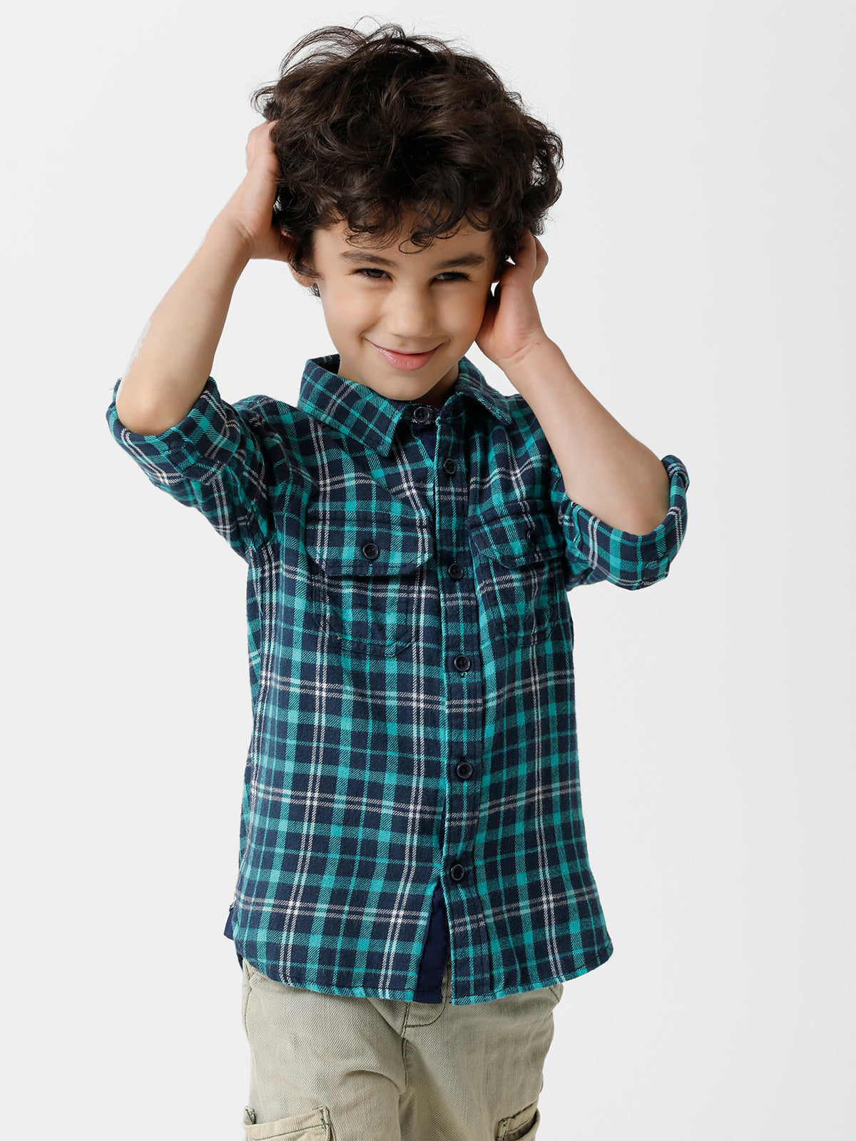 Green Checked Full Sleeve Shirt