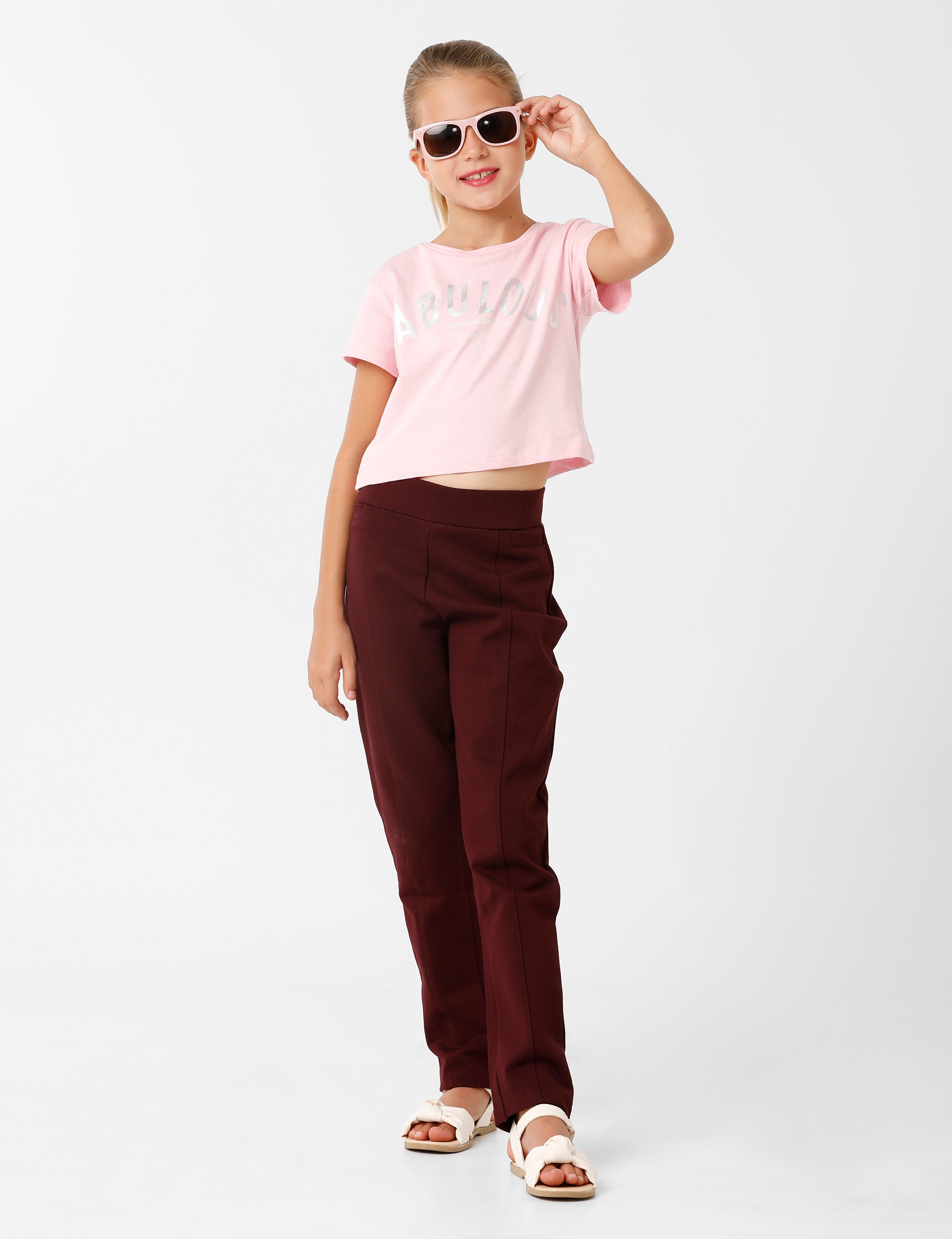 Printed Cotton Candy Pink Crop T-Shirt