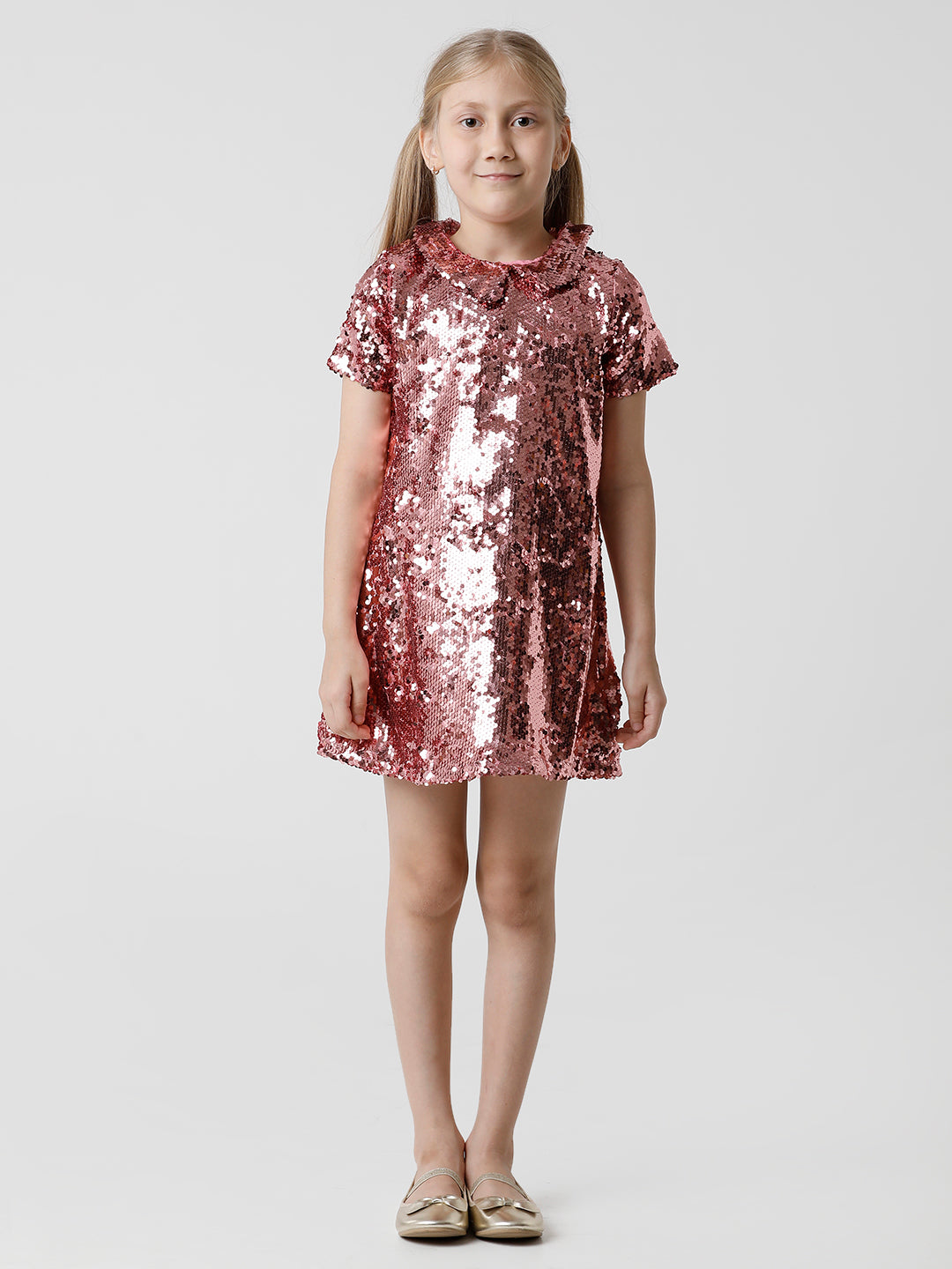 Shimmering Pink Party Dress with Sequins