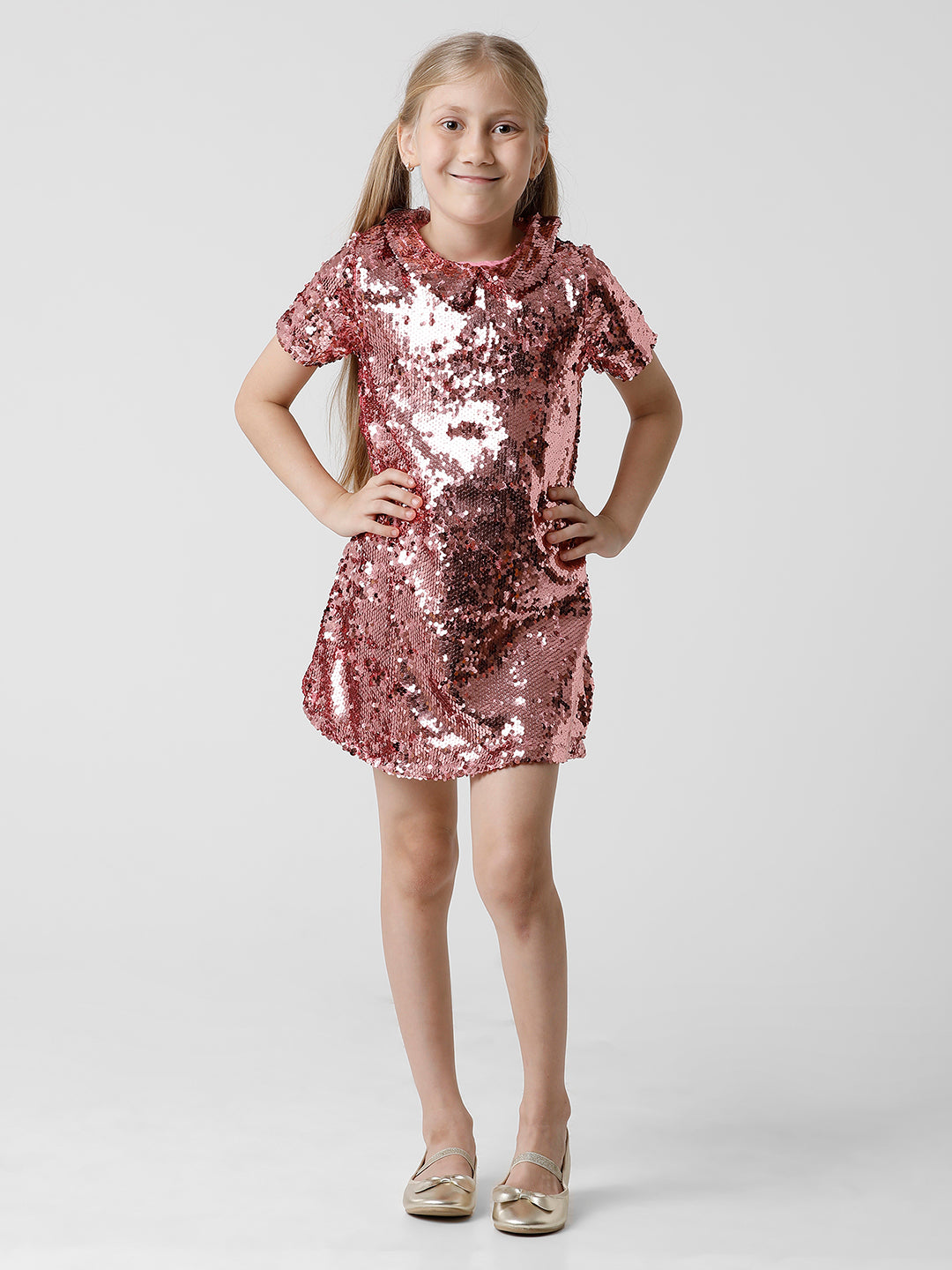 Shimmering Pink Party Dress with Sequins