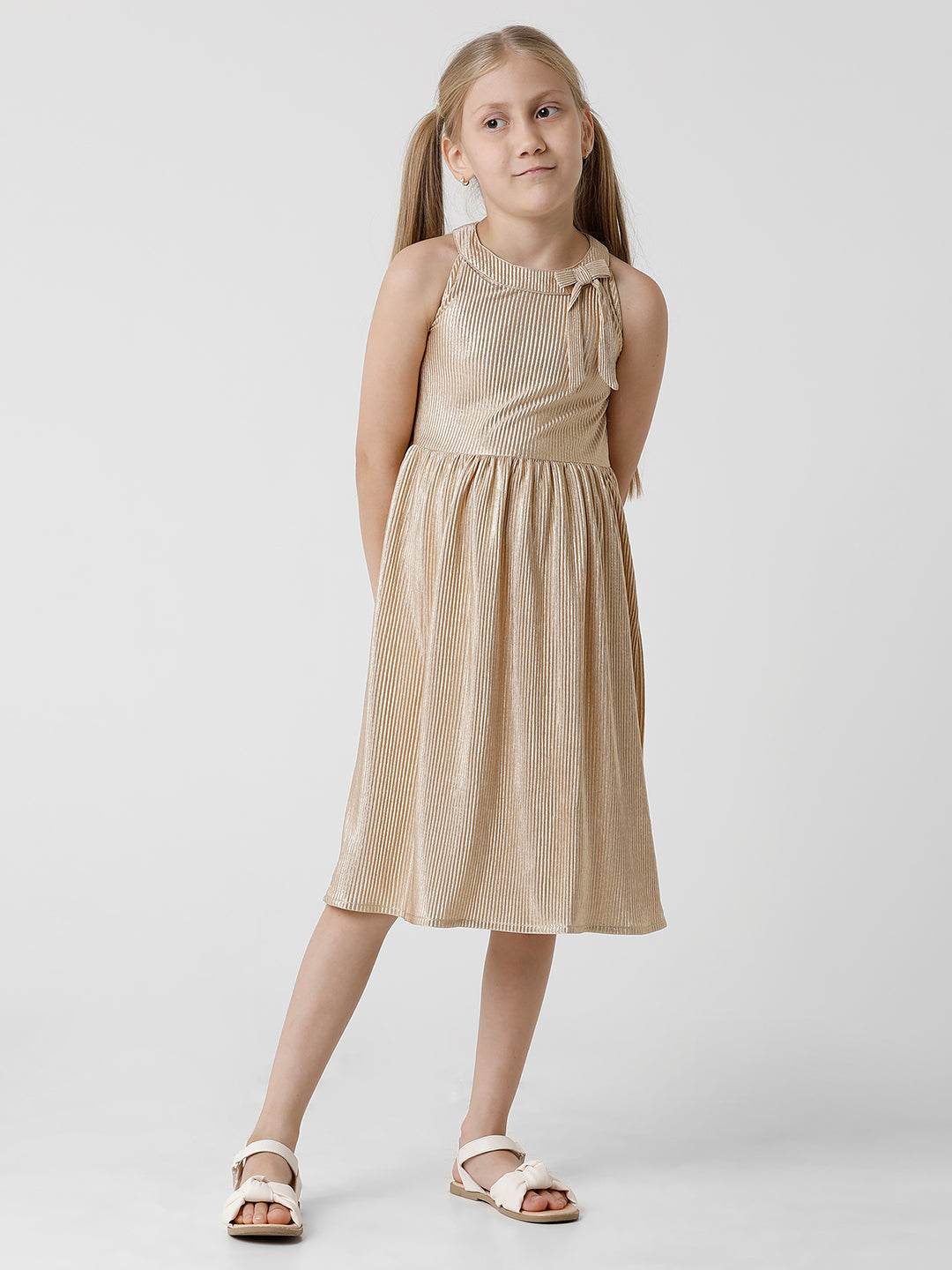 Gold Pleated Fabric Dress