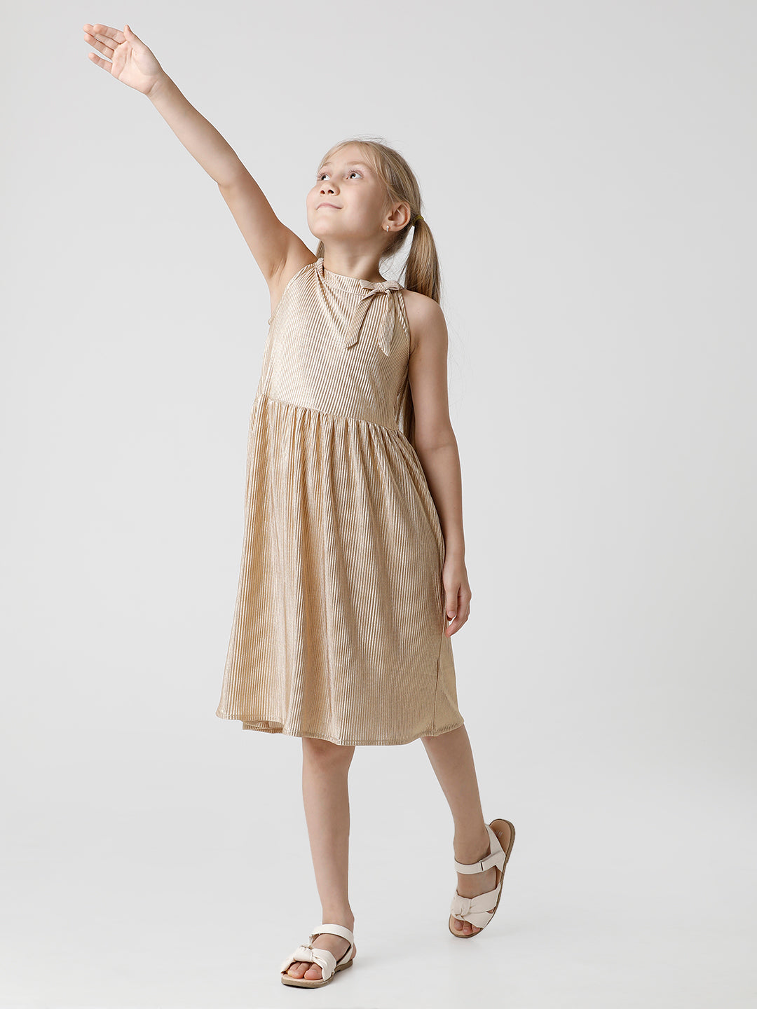 Gold Pleated Fabric Dress