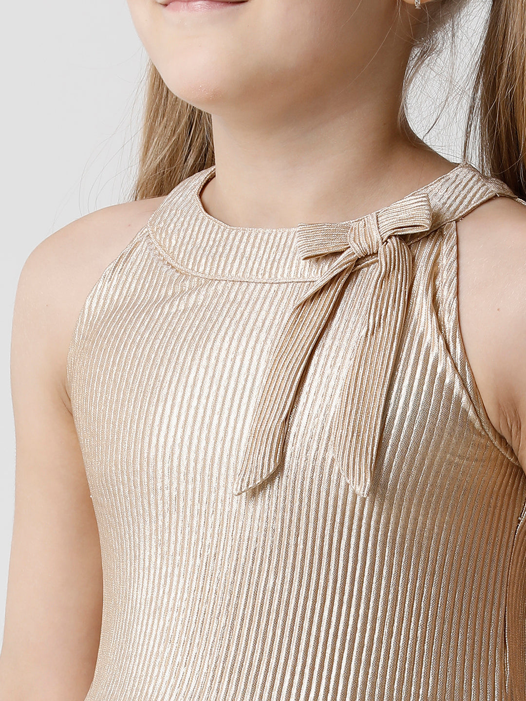 Gold Pleated Fabric Dress