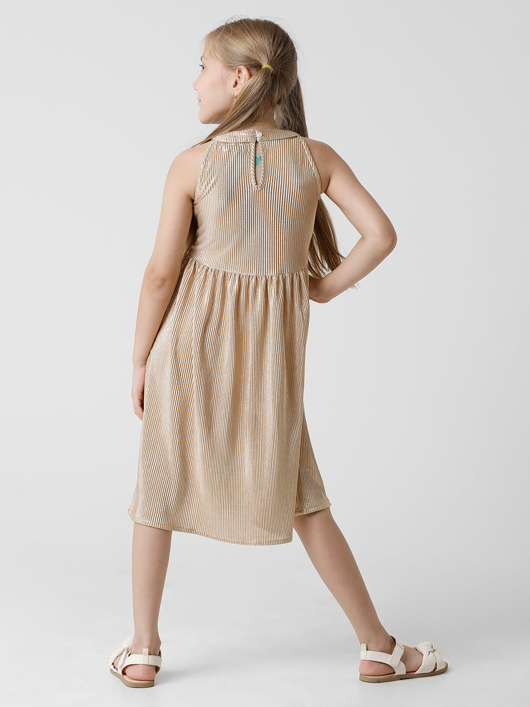 Gold Pleated Fabric Dress