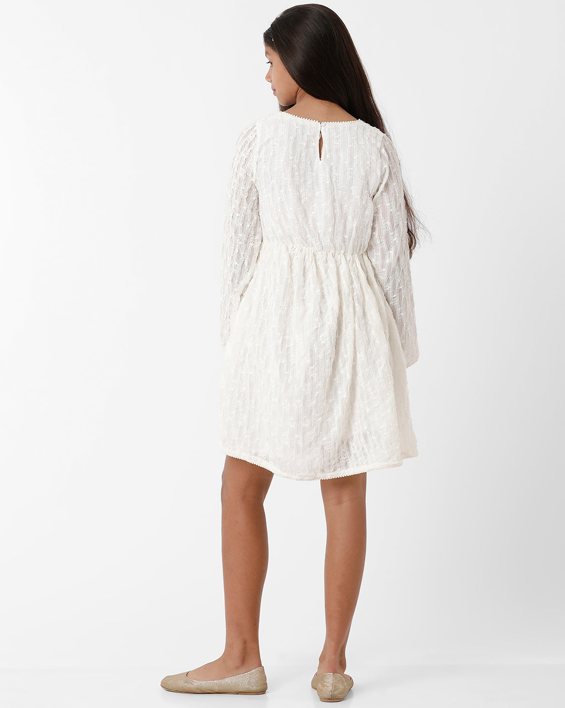 Feather off-white dress