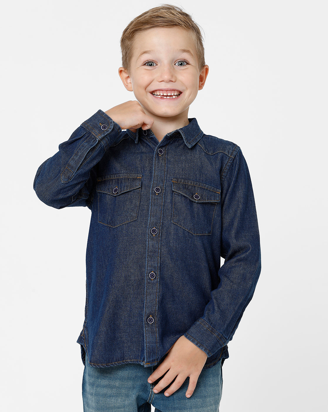 Navy Blue Denim Shirt