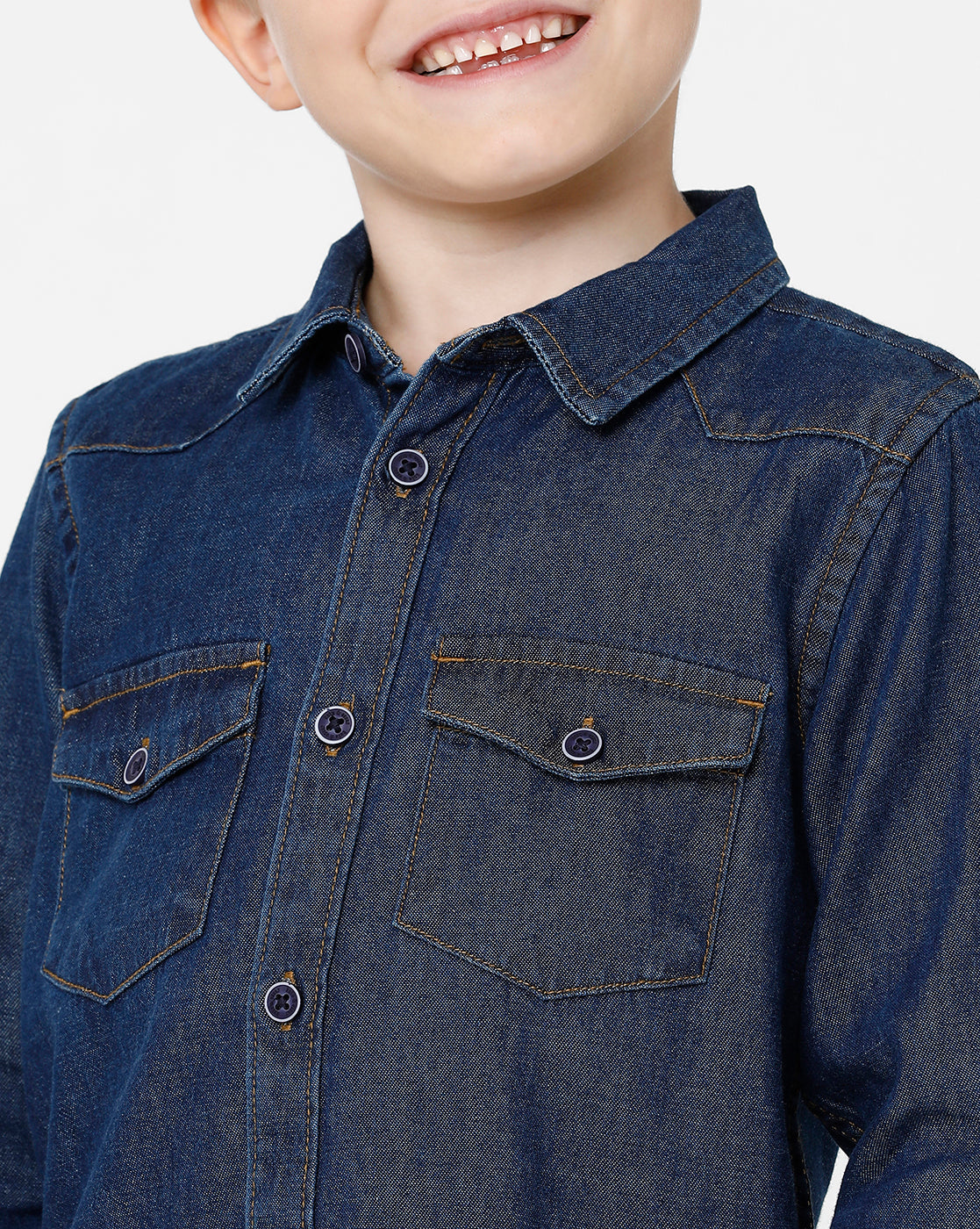 Navy Blue Denim Shirt