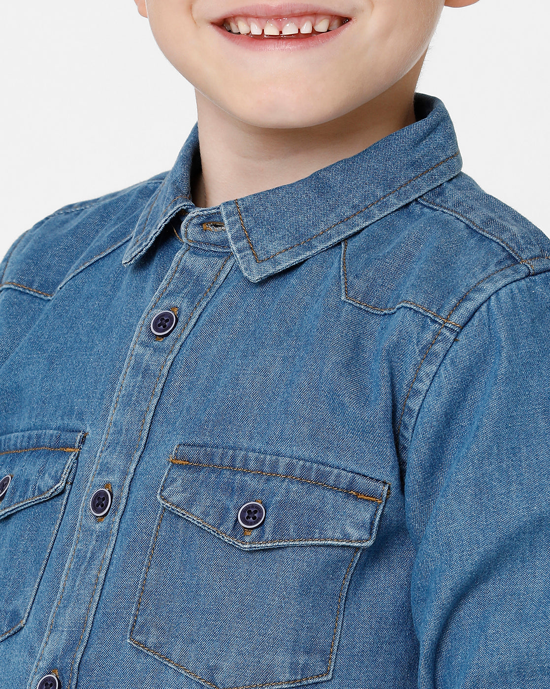 Navy Blue Denim Shirt