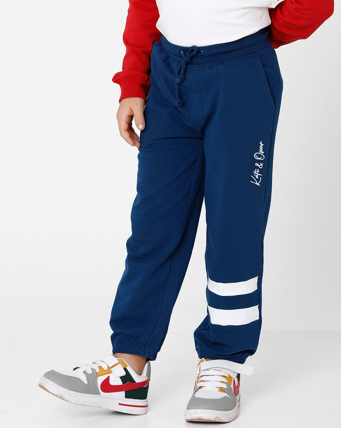 Navy Blue Embroidered Track pants