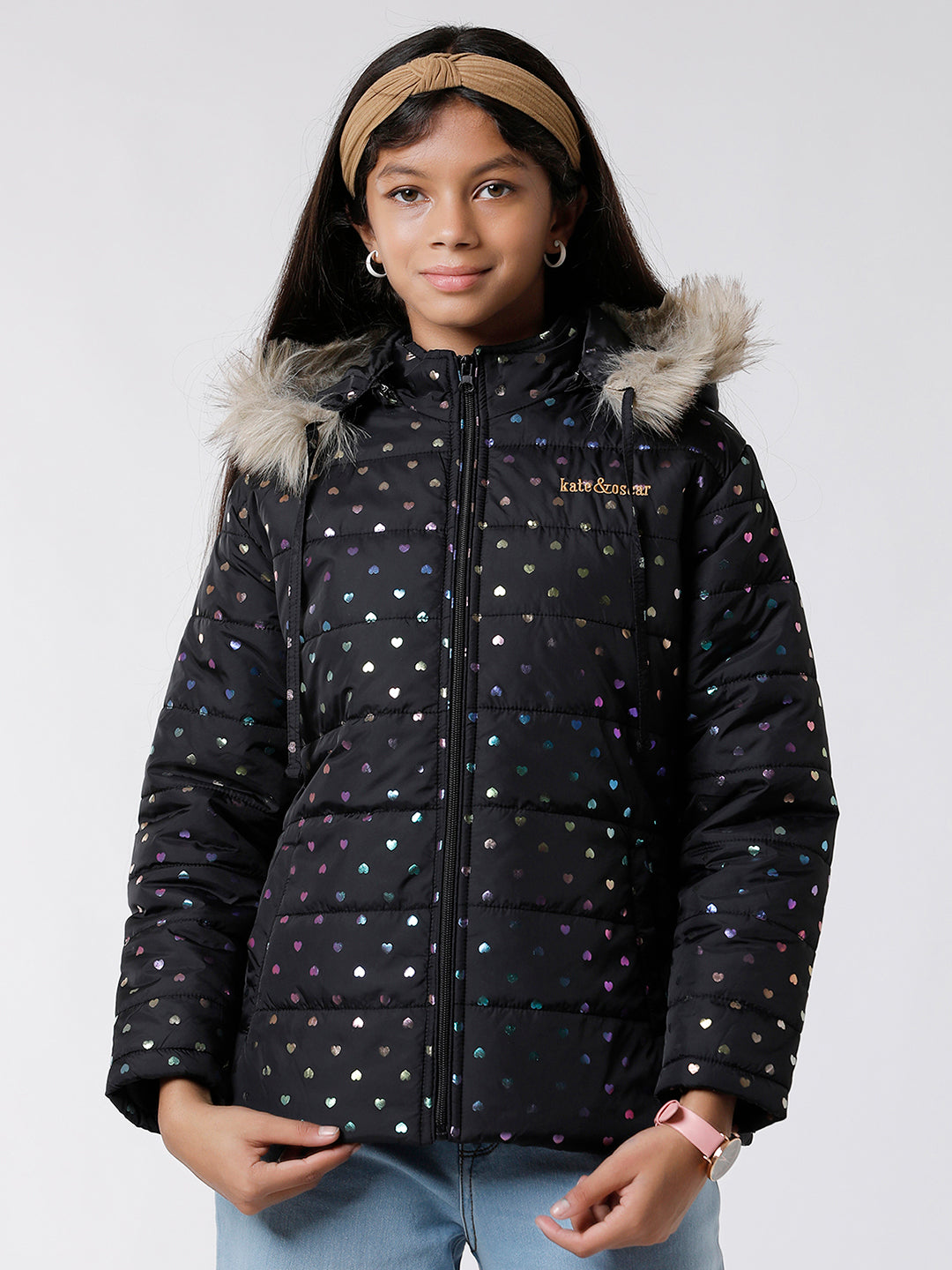 Girls Printed Parka Jacket