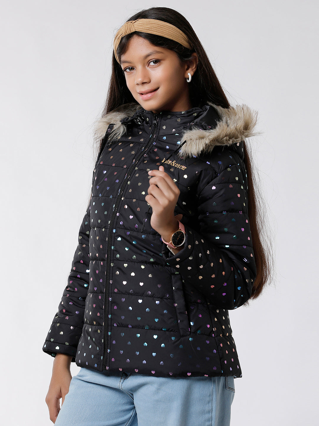 Girls Printed Parka Jacket