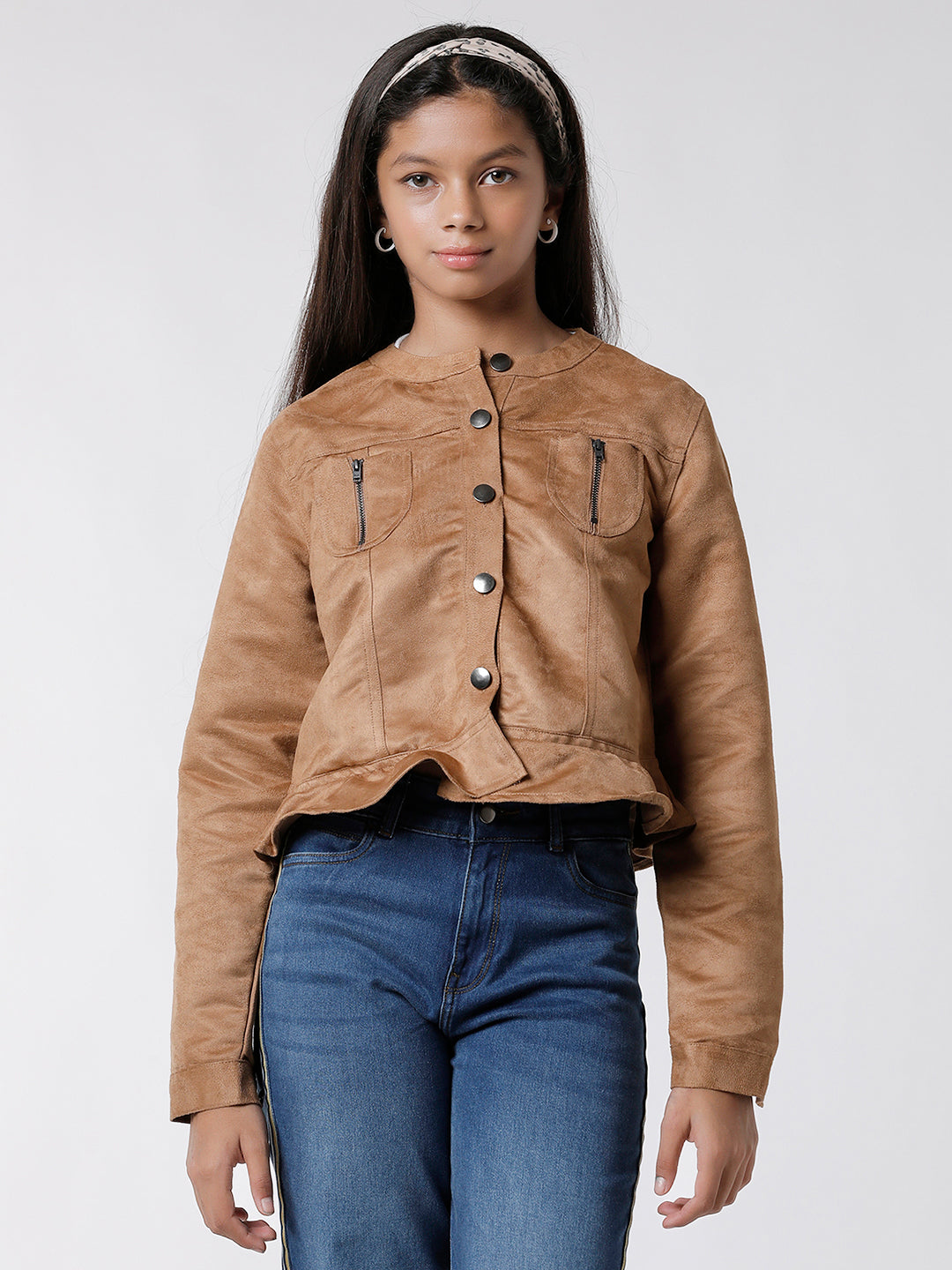 Girls Suede Openend Jacket