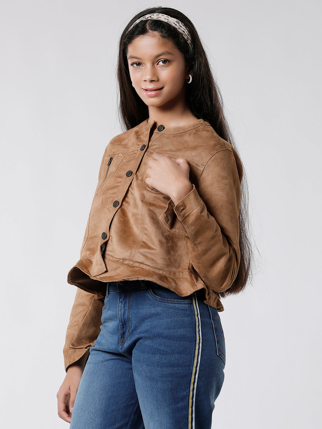 Girls Suede Openend Jacket