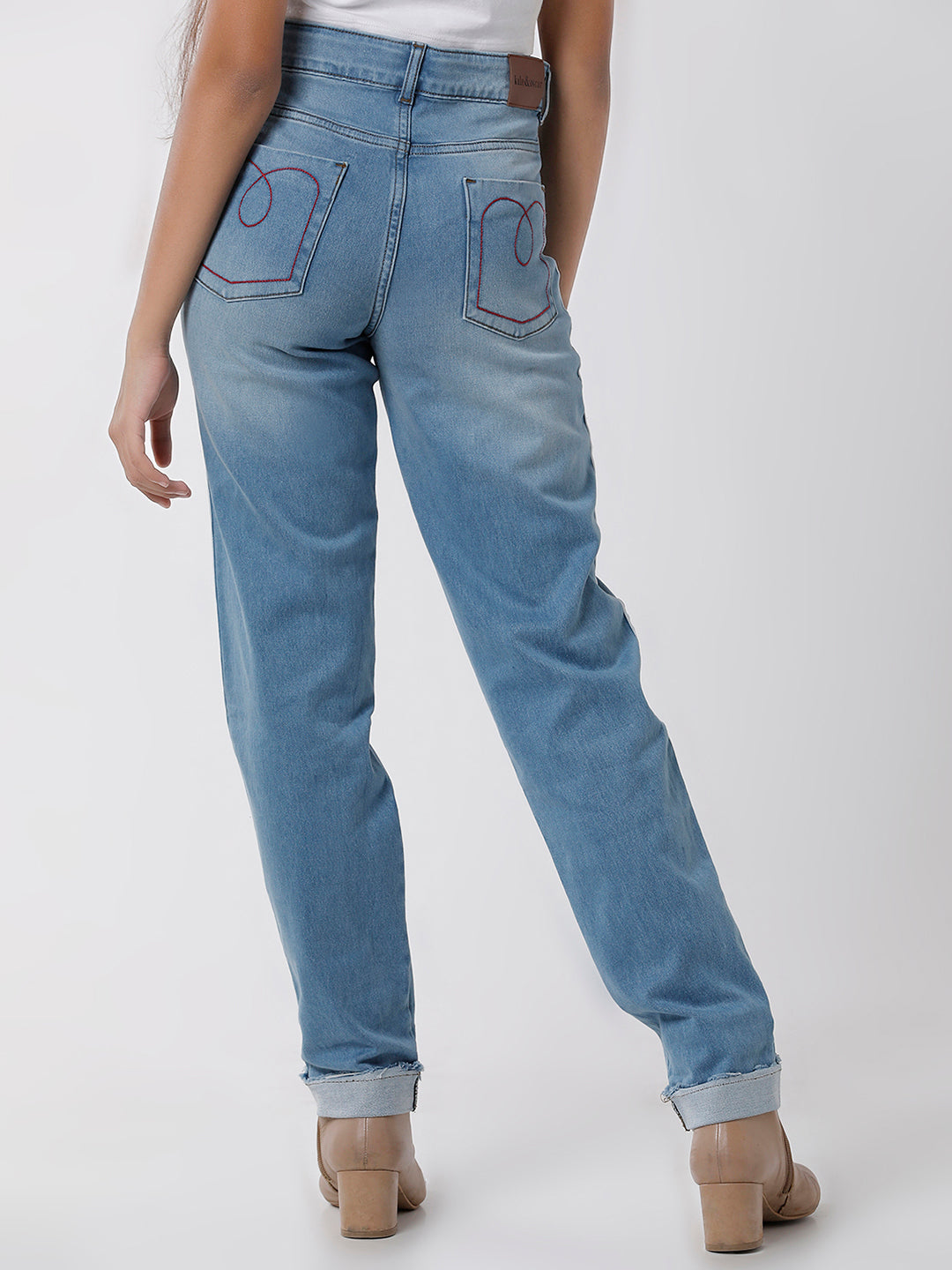 Girls Regular Fit Full Length Washed Jeans