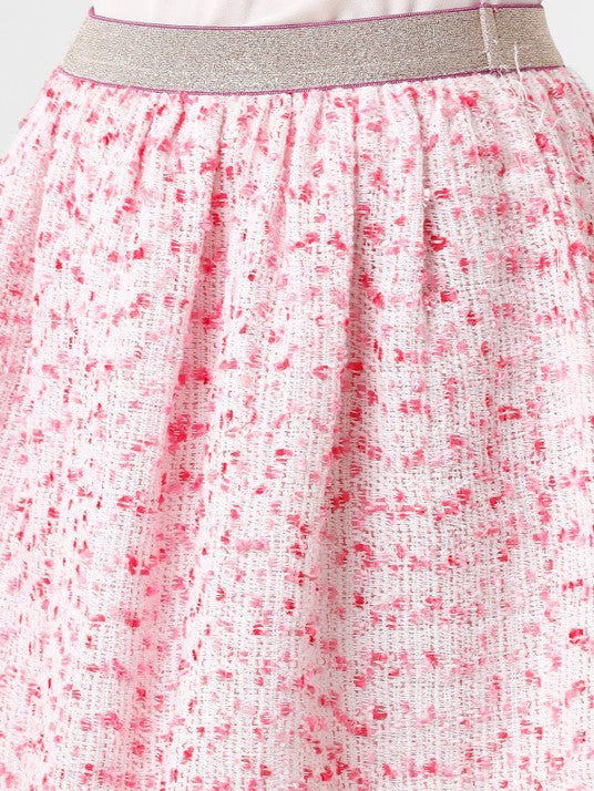 Pink Textured Knee Length Skirt